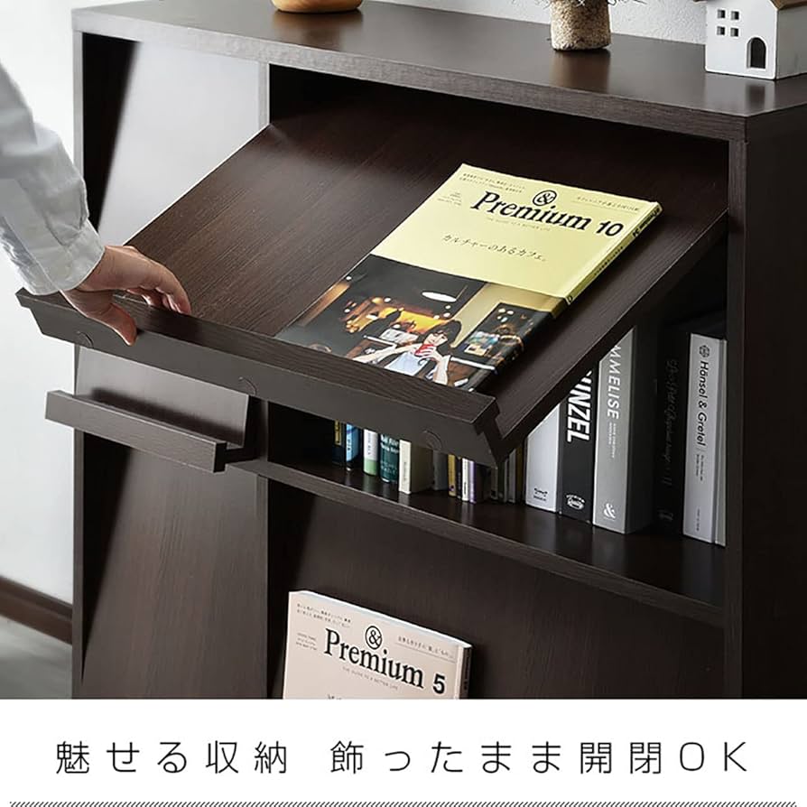 Amazon｜ワイエムワールド 本棚 扉付き 大容量 スリム 2個セット